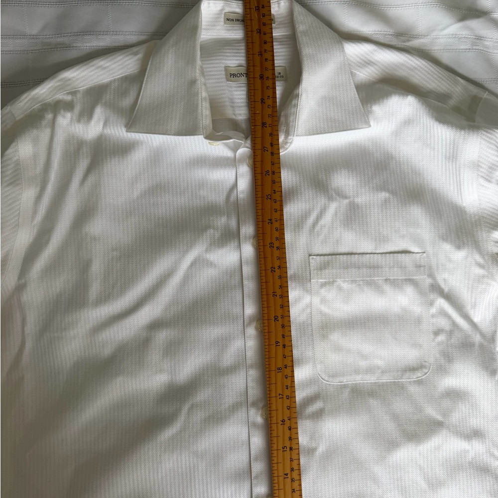 Pronto Uomo Men's White Stripe Non-Iron Dress Shirt 16 32/33 - Picture 8 of 9